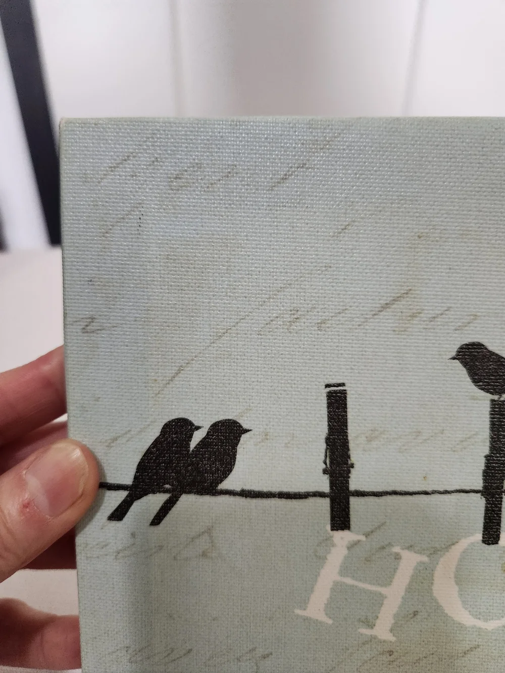 Home Wall Art Canvas - Blue 'HOME' Bird Silhouette. Pela Studio